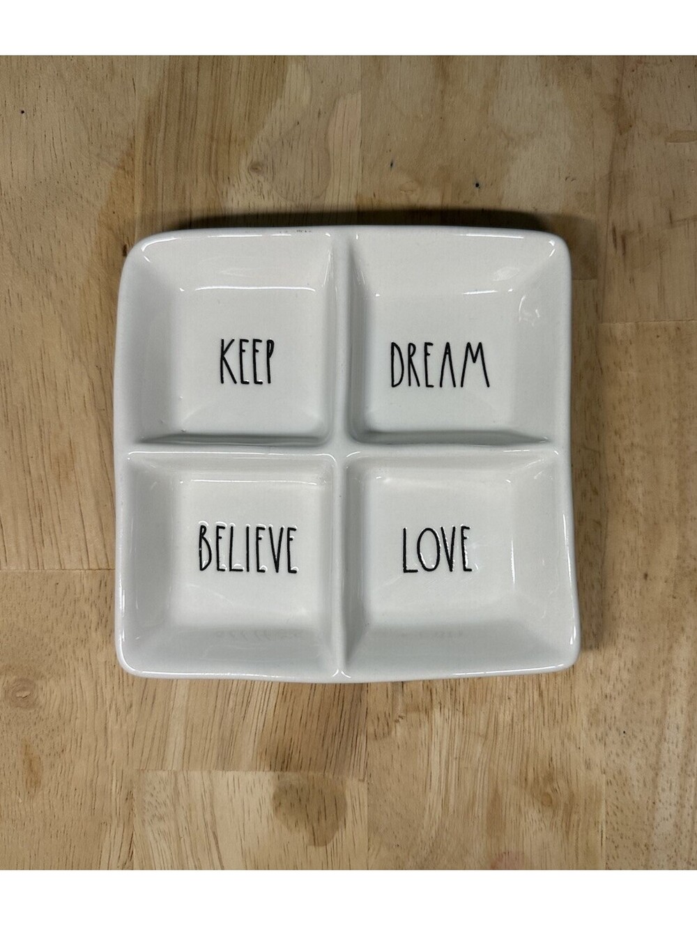 Rae Dunn Divided Dish Dream Love Keep Believe Organizer Magenta Artisan Collecti